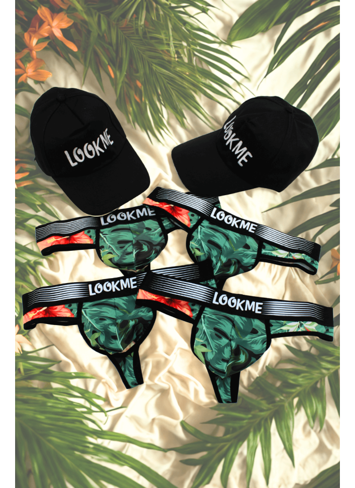 Pack 4 Strings Homme LM2402-57ARO LOOKME + 2 Casquettes Offertes